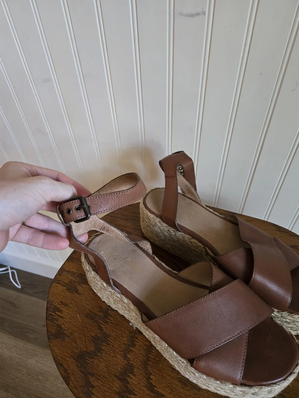 Seychelles Brown Leather Platform Espadrille Sandals